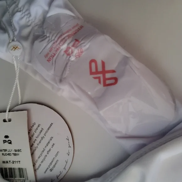 PQ Swim Set Saw Jasmine Underwire Top & Water Lily Basic Ruched Teeny Bottom S - Picture 8 of 9